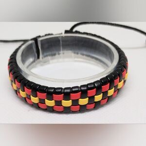 Men's bracelet leather‎ checkered New e83